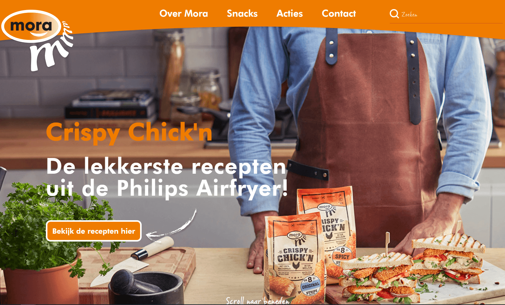 Mora actiepagina Crispy Chick'n
