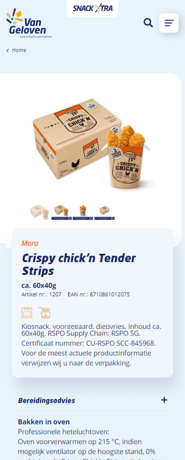 Producten op website Van Geloven responsive op mobiel
