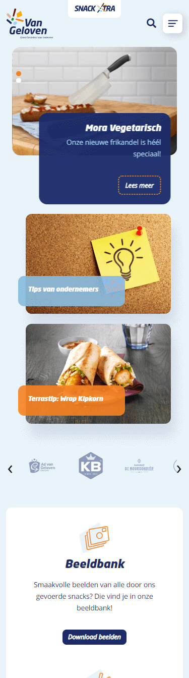 Voorpagina corporate website Van Geloven