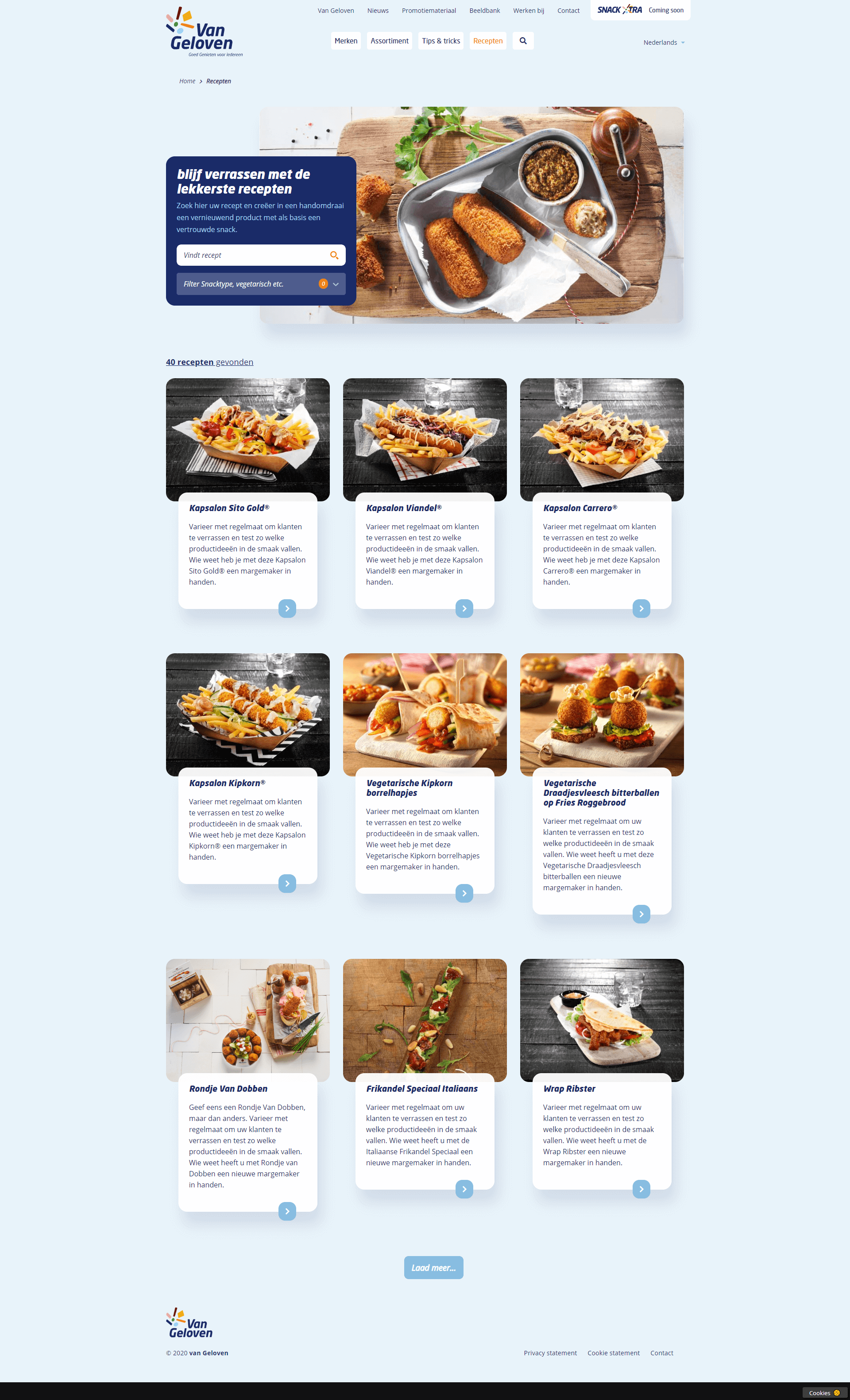 Recepten overzicht website Van Geloven